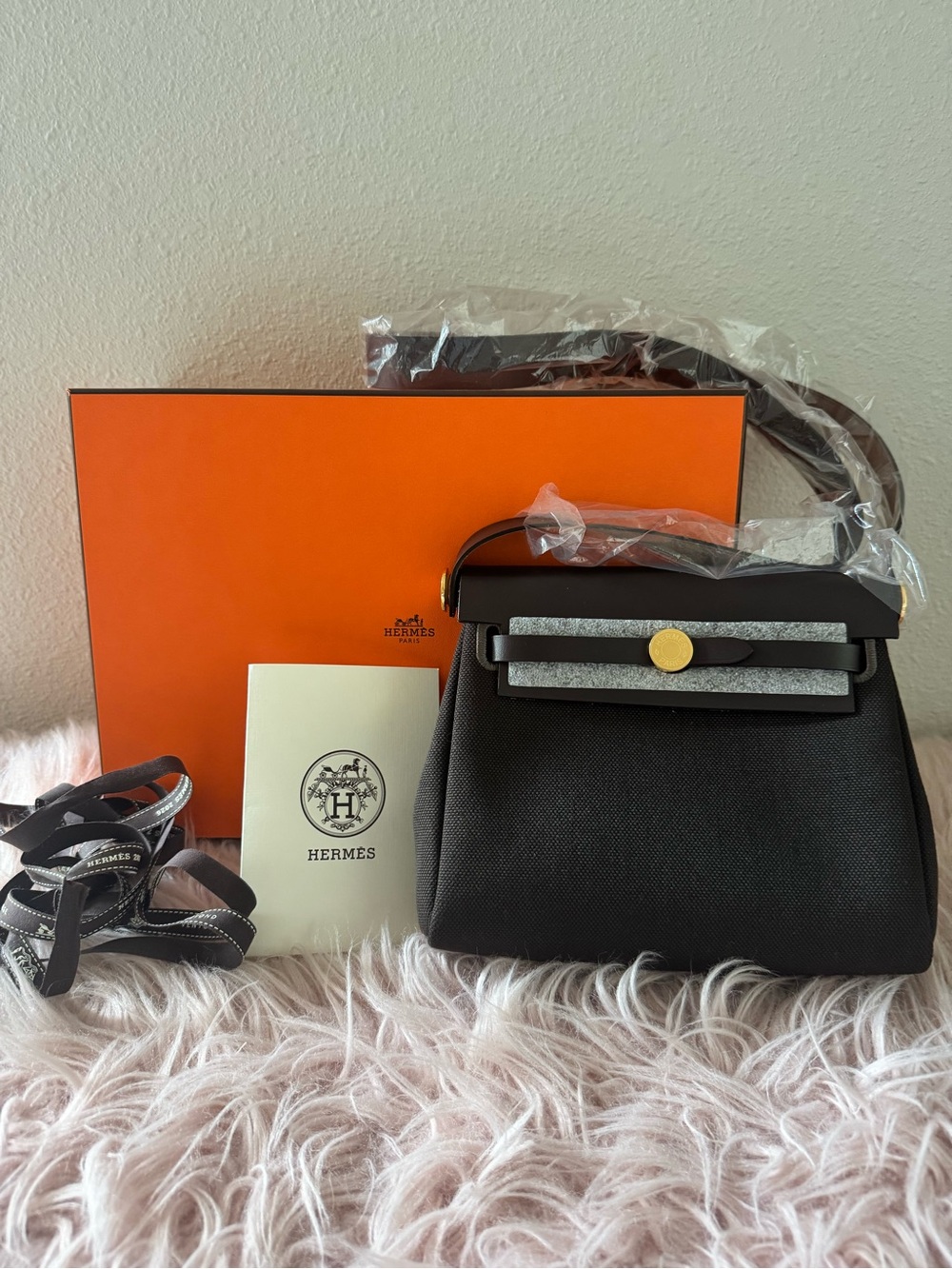 Hermes BRAND NEW 2026 Mini Herbag in Ebene with Gold Hardware!